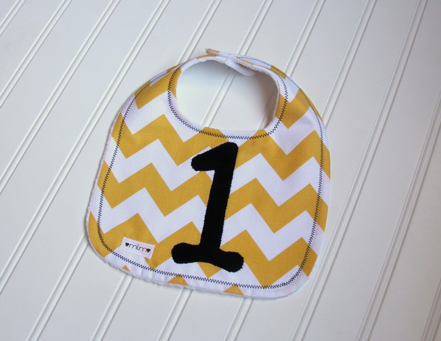 Chevron Birthday Bib First Birthday Bib, Chevron Stripe Bib, Minky Bib, Custom Bib