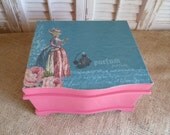Hot Pink Jewelry Box, Teen Girl Jewelry Box, Wooden Box, French, Cottage Decor, Bedroom Decor