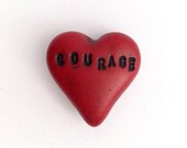 Courageous Hearts - Red Polymer Clay Pendant