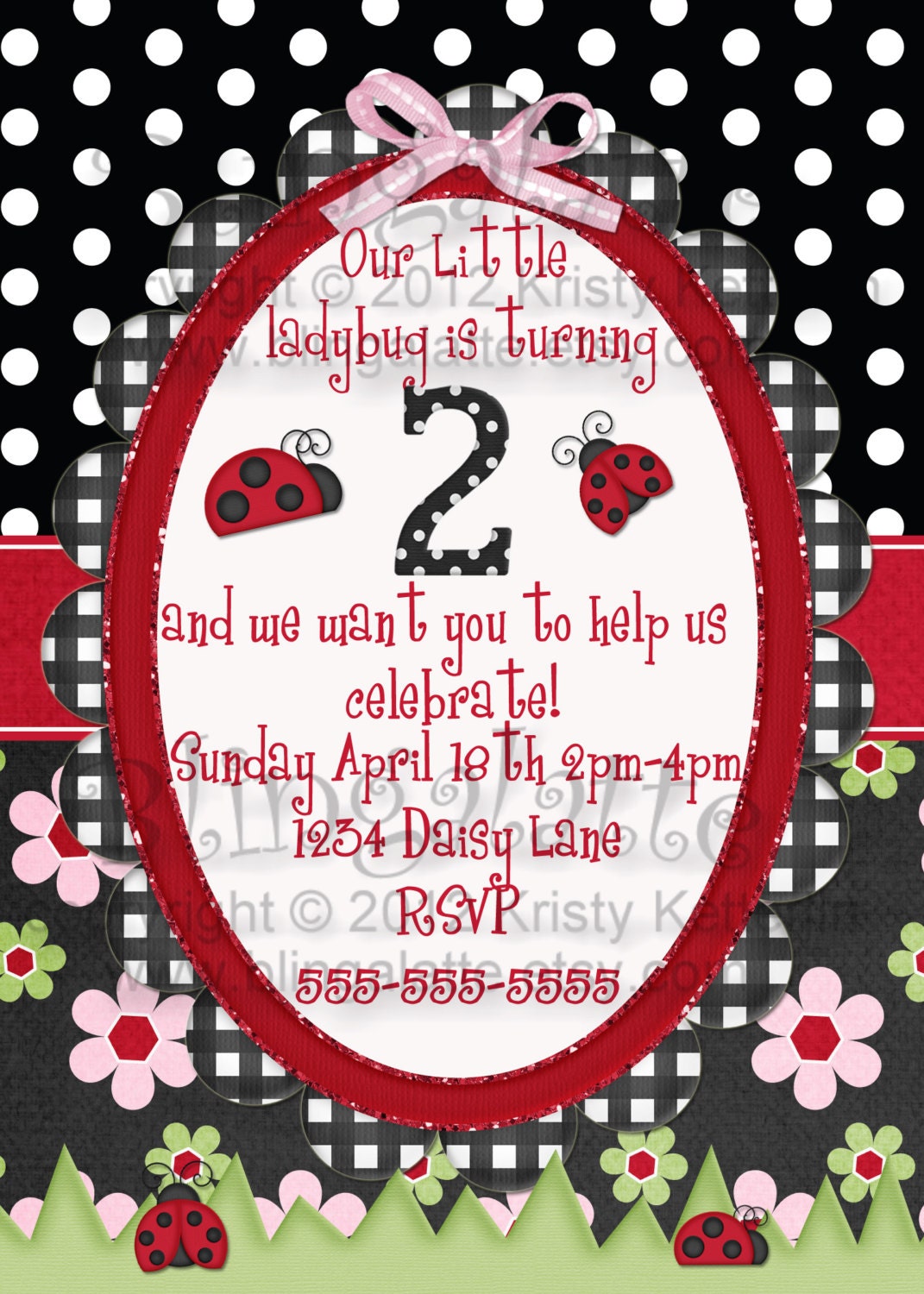 Ladybug Fun Printable Birthday Invite and Matching Thank You Cards
