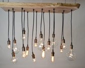 Live Edge Walnut Chandelier with Edison bulbs