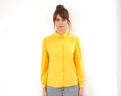 Vintage 80s Peter Pan Collar Blouse Yellow Sm- Med