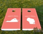 Custom Corntoss / Cornhole / Bag Toss / Wedding Game -- (( Maps / Heart Marks the Spot ))