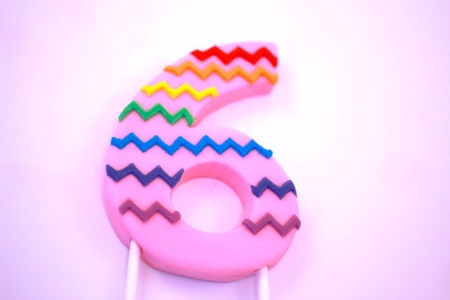 3D Number Rainbow Chevron  Fondant Number Cake Decor