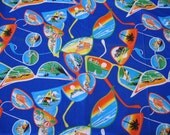 Vintage Novelty Fabric Sunglasses with Beach Scenes - 5 YARDS, 22 INCHES