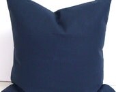 Navy Blue Pillow.SOLID NAVY.18x18 inch Decorator Lumbar Pillow Cover.Printed Fabric Front and Back.Cushion.cm