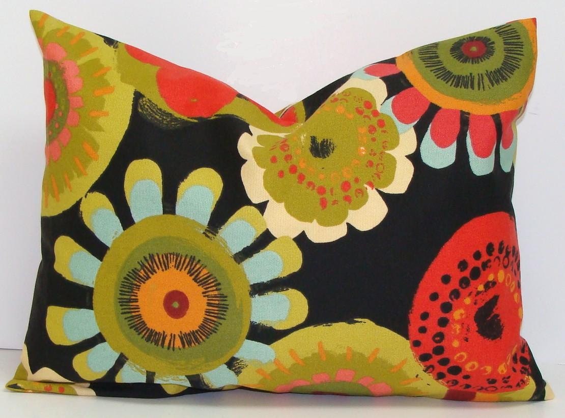 BLACK OUTDOOR PILLOW.12x16 or 12x18 inch.Decorator Pillow Covers.Printed Fabric Front and Back.Indoor. Outdoor
