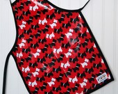 Wipeable Child Apron - scottish terrior,red, black, white, modern, fun art smock