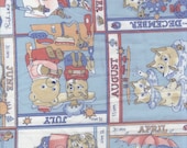 Vintage Fabric Retro Material Remnant Piece Cotton Richard Scarry Quilting Sewing Supplies