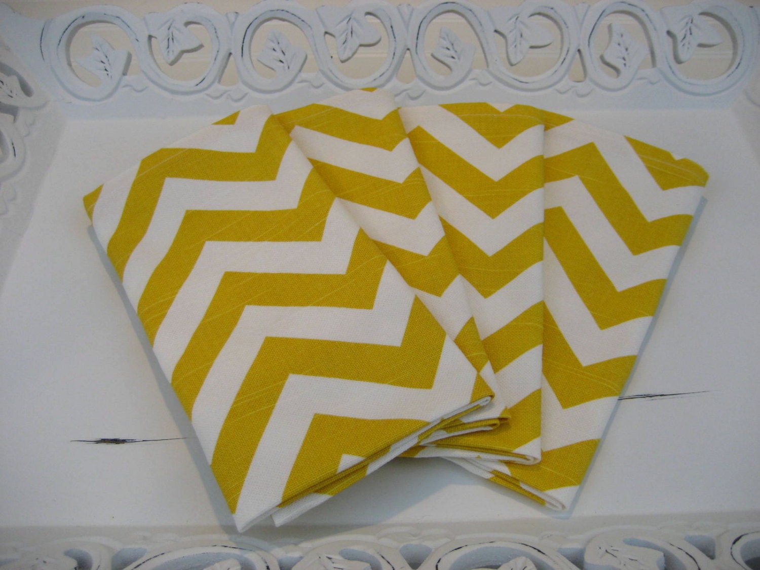 Fabric Napkins Modern Sunny Yellow Chevron Set of 4