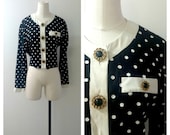Vintage Black & White Polka Dot Regal Top 1980's