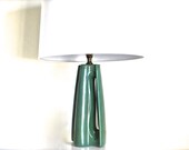 Vintage Green Lamp - 1940s Art Deco Table Lamp