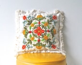 Vintage Floral Embroidered Pillow