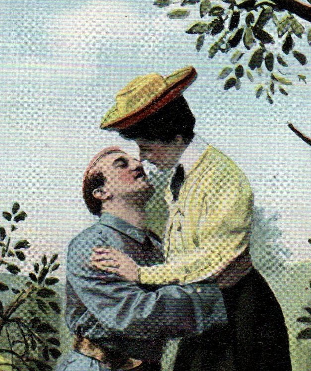 Antique Romantic Couple Tinted Real Photo Postcard Early 1900s
