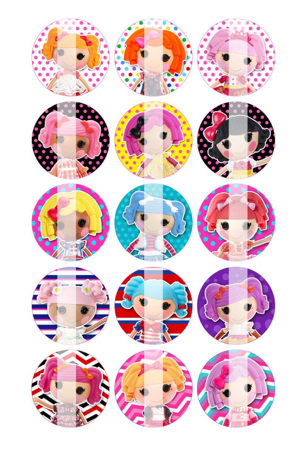 Lala Loopsy Bottle Cap Images- 1inch Circles Digital Collage Sheet 4x6