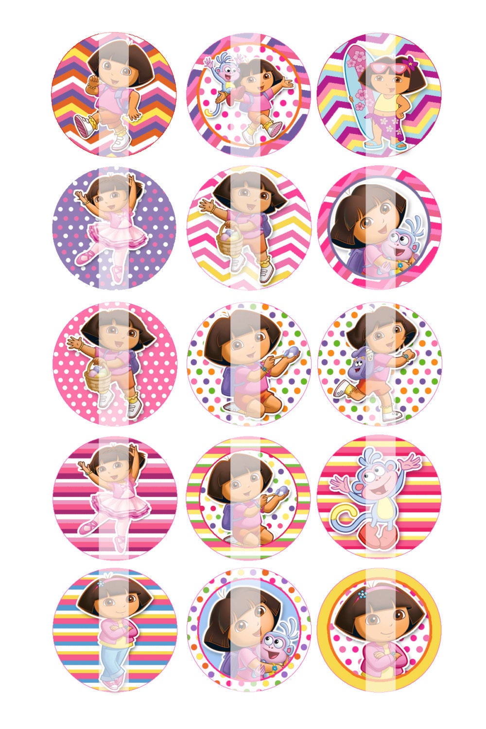 Dora The Explorer Bottle Cap Images- 1inch Circles Digital Collage Sheet 4x6