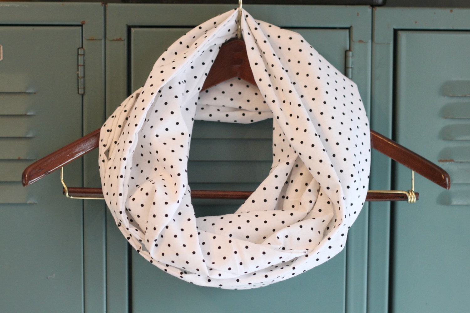White & Black Polka Dot Infinity Scarf