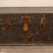 VINTAGE STEAMER TRUNK - Black Exterior Floral Print Original Lined Interior Brass Locks and Hardware