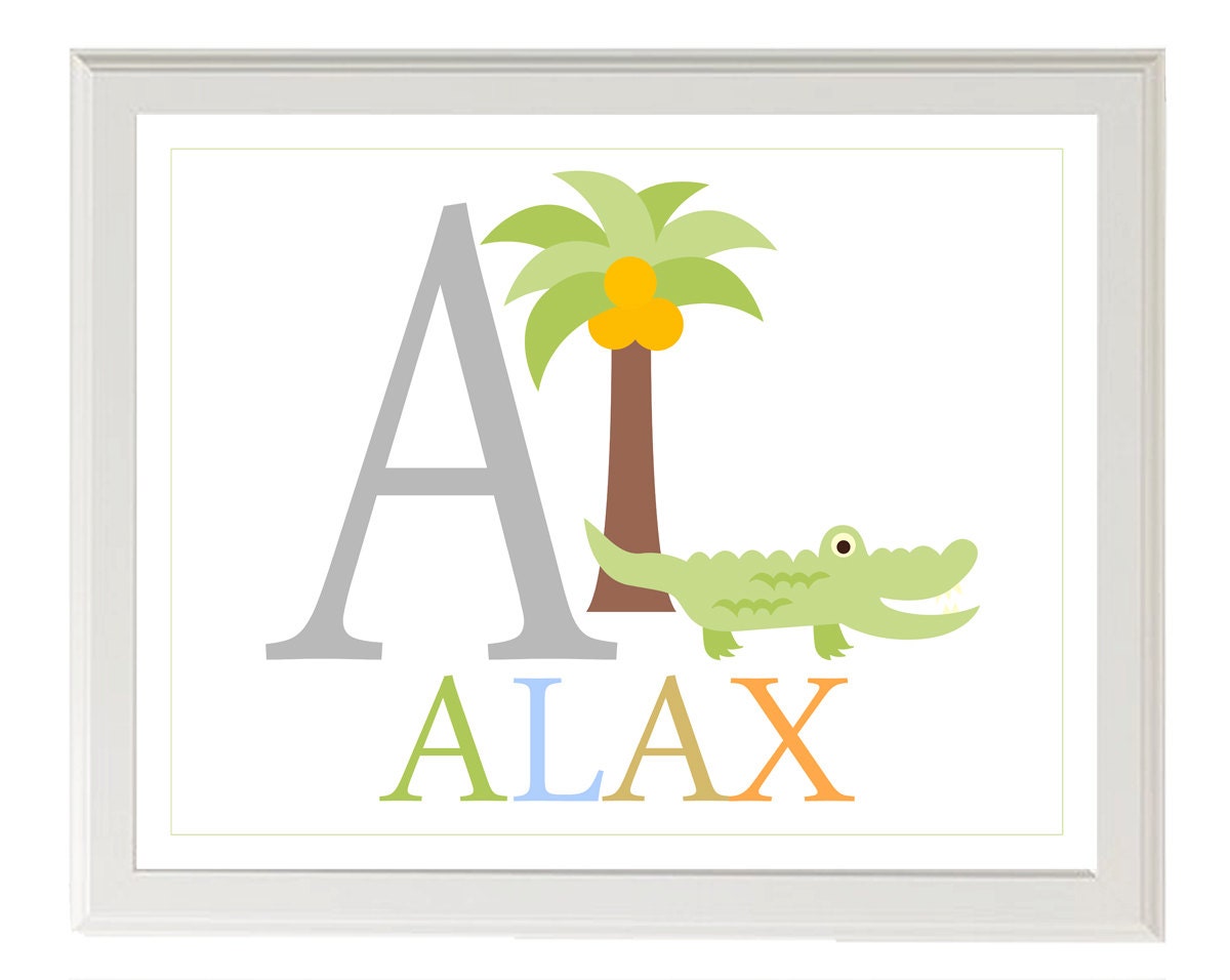 Child Kid Nursery -  Personalized Name Alphabet Print  11x14  Wall Art Print Home Decor - Available in additional sizes