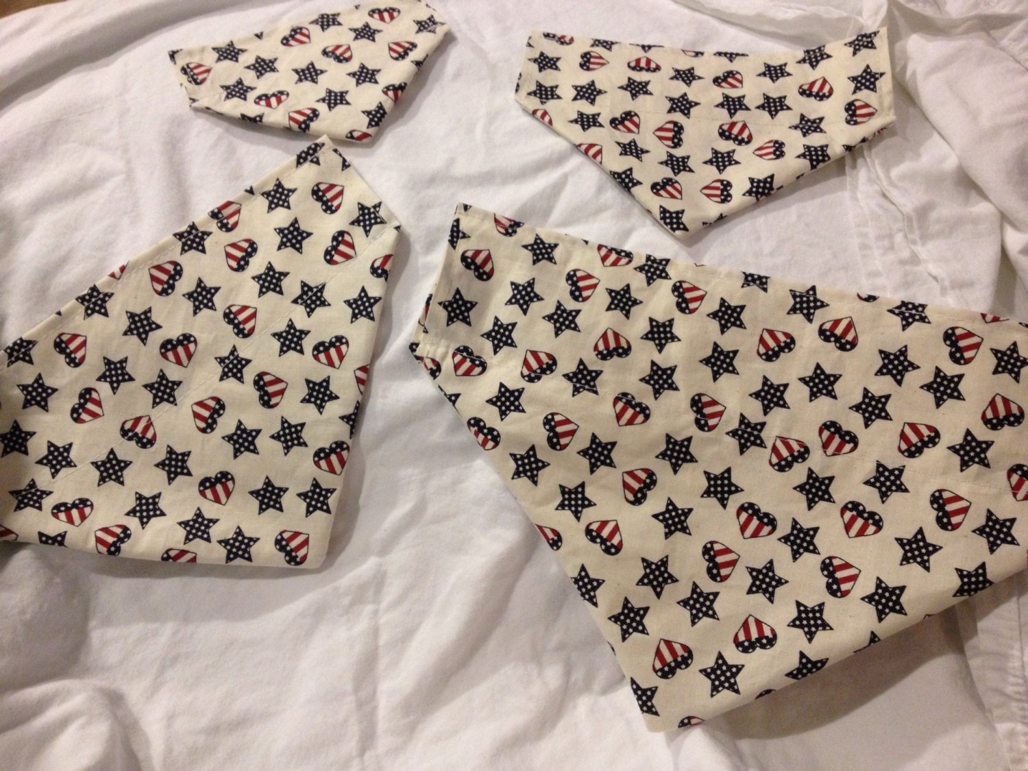 USA Hearts and Stars 4th of July Over the Collar Dog Bandana