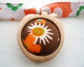 maple wood and vintage fabric apple pendant