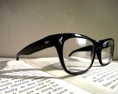1950's Ladies Vintage Eyewear. British. Black Reading Glasses with silver metal inlay.