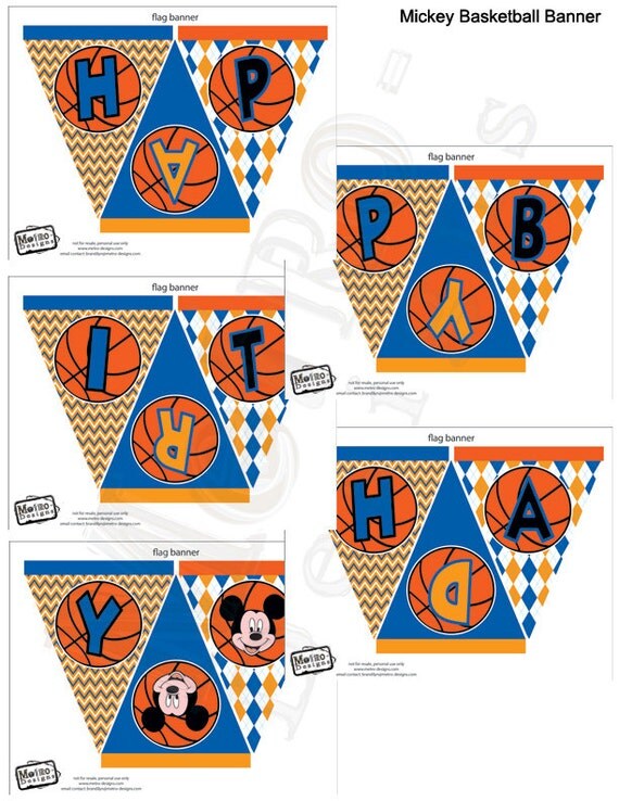 Mickey Mouse Basketball Banner Il_570xn