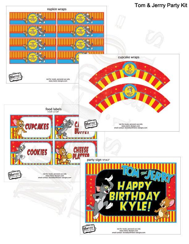 Tom and Jerry Deluxe Party Package - Digital Files Il_570xn