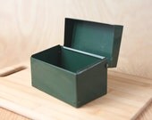 Vintage Metal Recipe Card File, Forrest Green w/ Hinged Lid