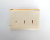 Cotton Zipper Pouch / Cosmetic Bag / Embroidered trees Natural color