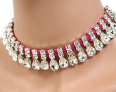 Bridal Necklace Bridal Rhinestone Wedding Necklace Bridesmaids Necklace - Deep Pink Il_170x135