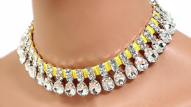 Bridal Necklace Bridal Rhinestone Wedding Necklace Bridesmaids Necklace - Yellow Il_170x135