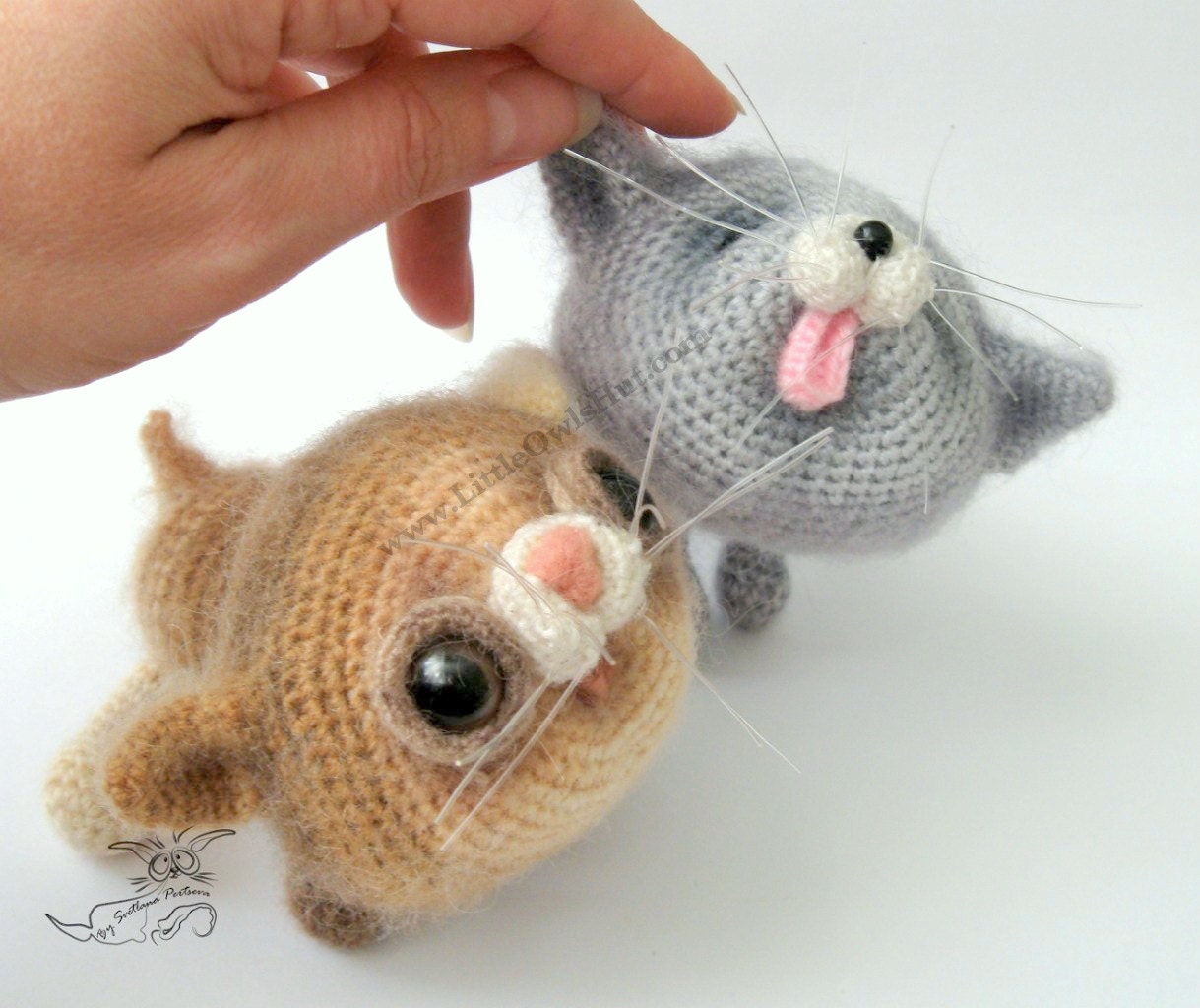 2 Kittens Amigurumi toy with wire frame Crochet Pattern PDF file (instant download) by Pertseva