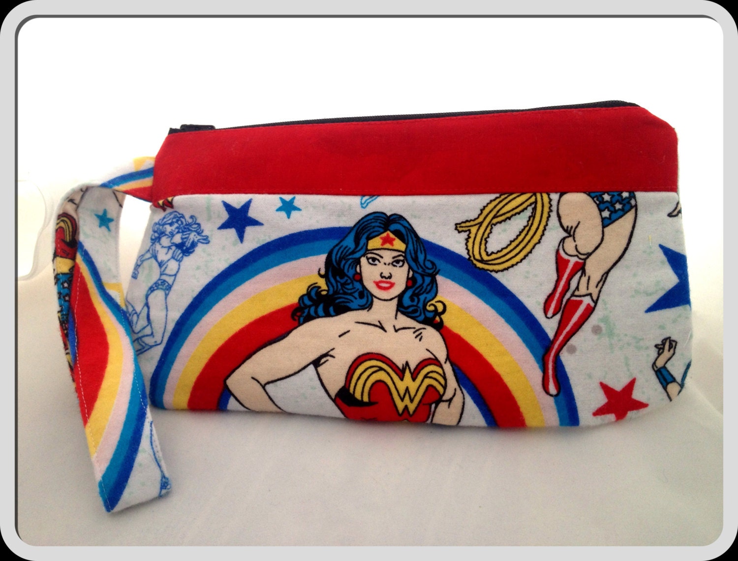 Red Wonder Woman Bag Wristlet Clutch with Rainbows by DC Comics