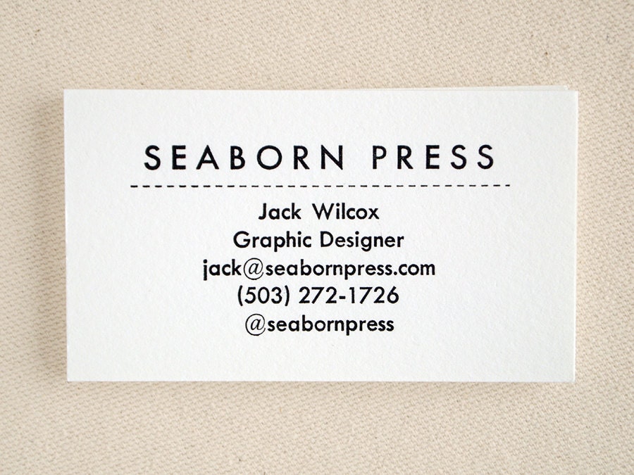 Modern Business Cards - Black and White // Letterpress Printed - Utility (50)