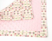 Minky Lovey - Pink and Green Dots and Pink Minky