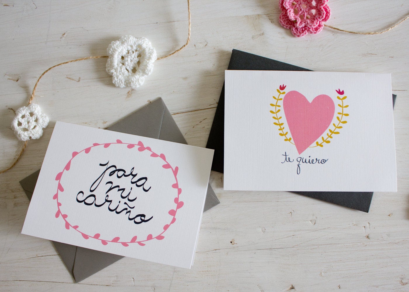 te quiero valentine cards - set of 2