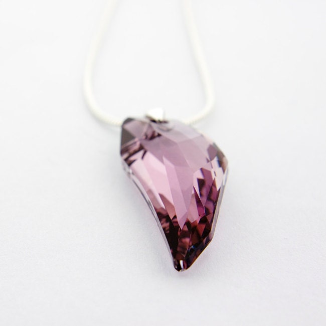 Swarovski Crystal Necklace: Dirty Pink SWAROVSKI ELEMENTS Pegasus Crystal Pendant On Snake Chain