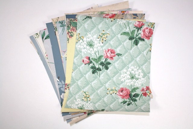 Vintage Wallpaper Sample Collage Pack (12 Sheets, 8 1/2 in. x 10 1/2 in.)