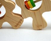 Personalized Tree Rattle - Organic Baby Wooden Toy Rattle