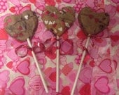 Chocolate Chip Cookie Pops - 6 2.5 inch heart pops. Individually Packaged. Great for Mother's Day, Gifts, Weddings, Favors.