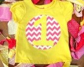 Swanky Shank Chevron Pink Lemonade Girl's Short Sleeved Birthday Tee