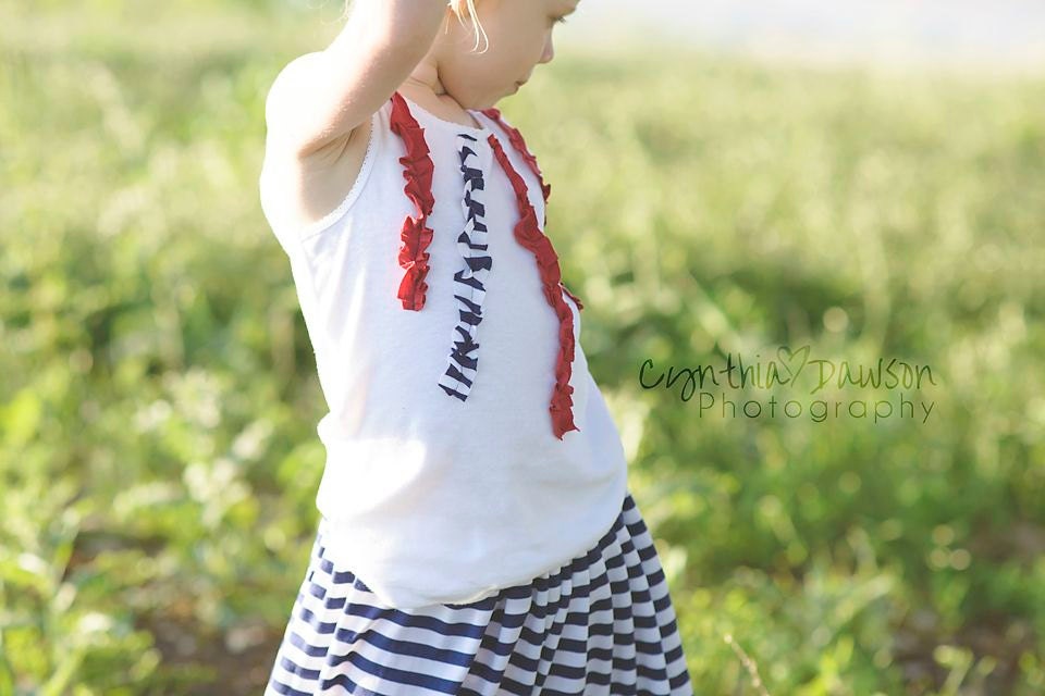 Swanky Shank Big Girl 4th of July "Red, White & Twirl" Skirt AND Tank Top