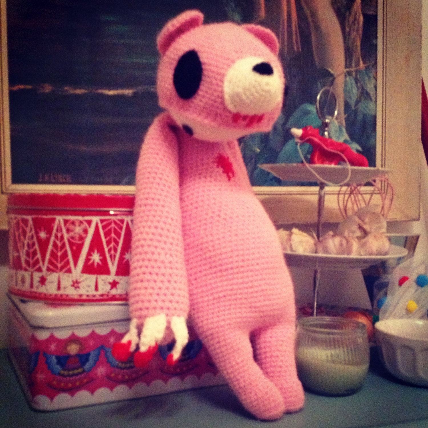 Gloomy Lil' Fella Pink Crochet 16 1/2" Soft Toy - Collectable