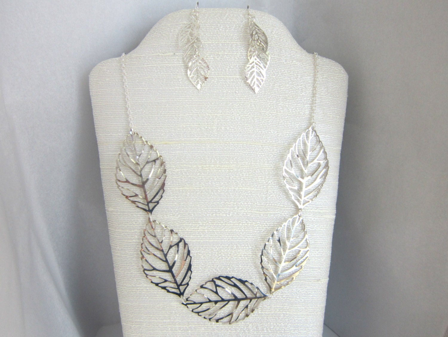 Silver Leaf Necklace, Large Leaf Charm Necklace