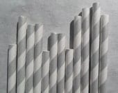 Metallic Silver Striped Paper Straws, 50 Pack, Wedding Straws, Pewter Il_170x135