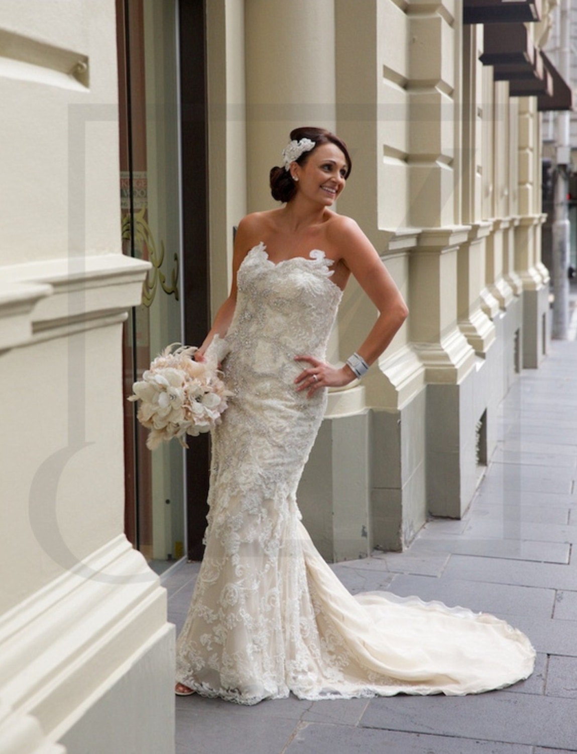 JORDAN - Champagne/Ivory Brooch Bridal Bouquet - JORDAN