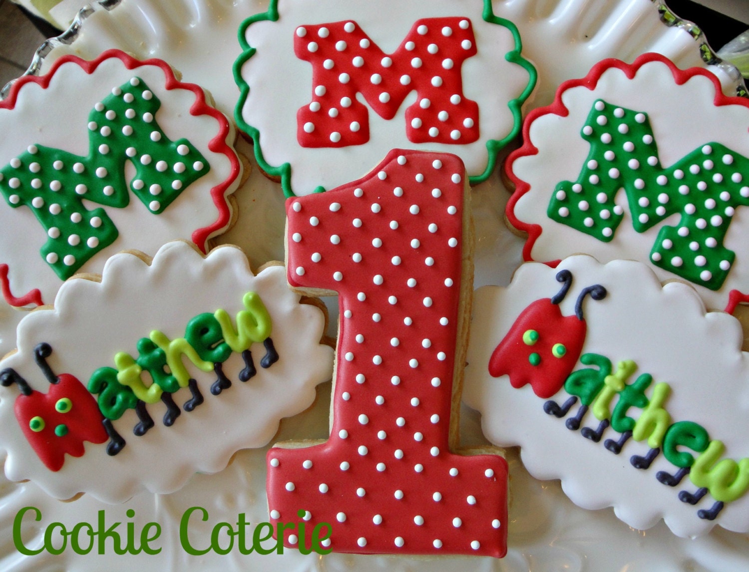 Caterpillar Decorated Cookies Birthday Party Cookie Favors One Dozen