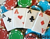 Playing Card Poker Black Jack Casino Decorated Cookies Party Cookie Favors One Dozen