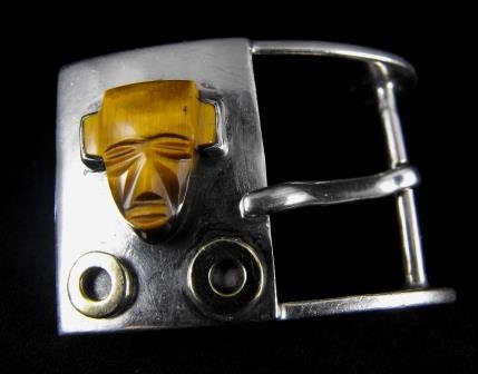Rare Taxco Sterling Buckle Carved Aztec Head Filipe Martinez 145.00 obo